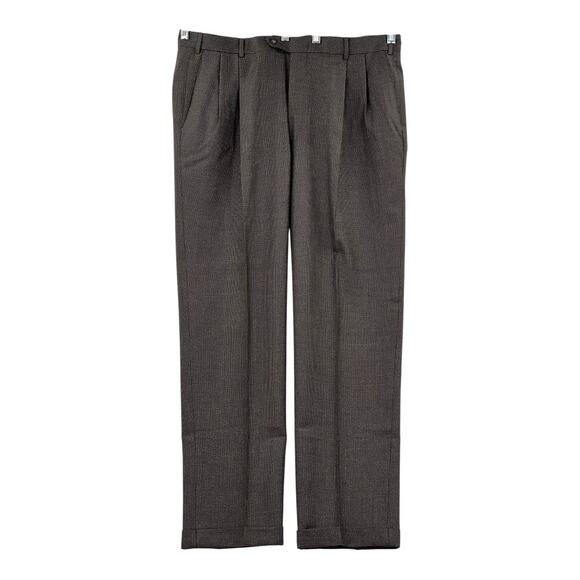 AMERICAN VINTAGE Berle Size 36R Men's Gray Plaid Pleat Front Dress Pants Trouser - Picture 2 of 10